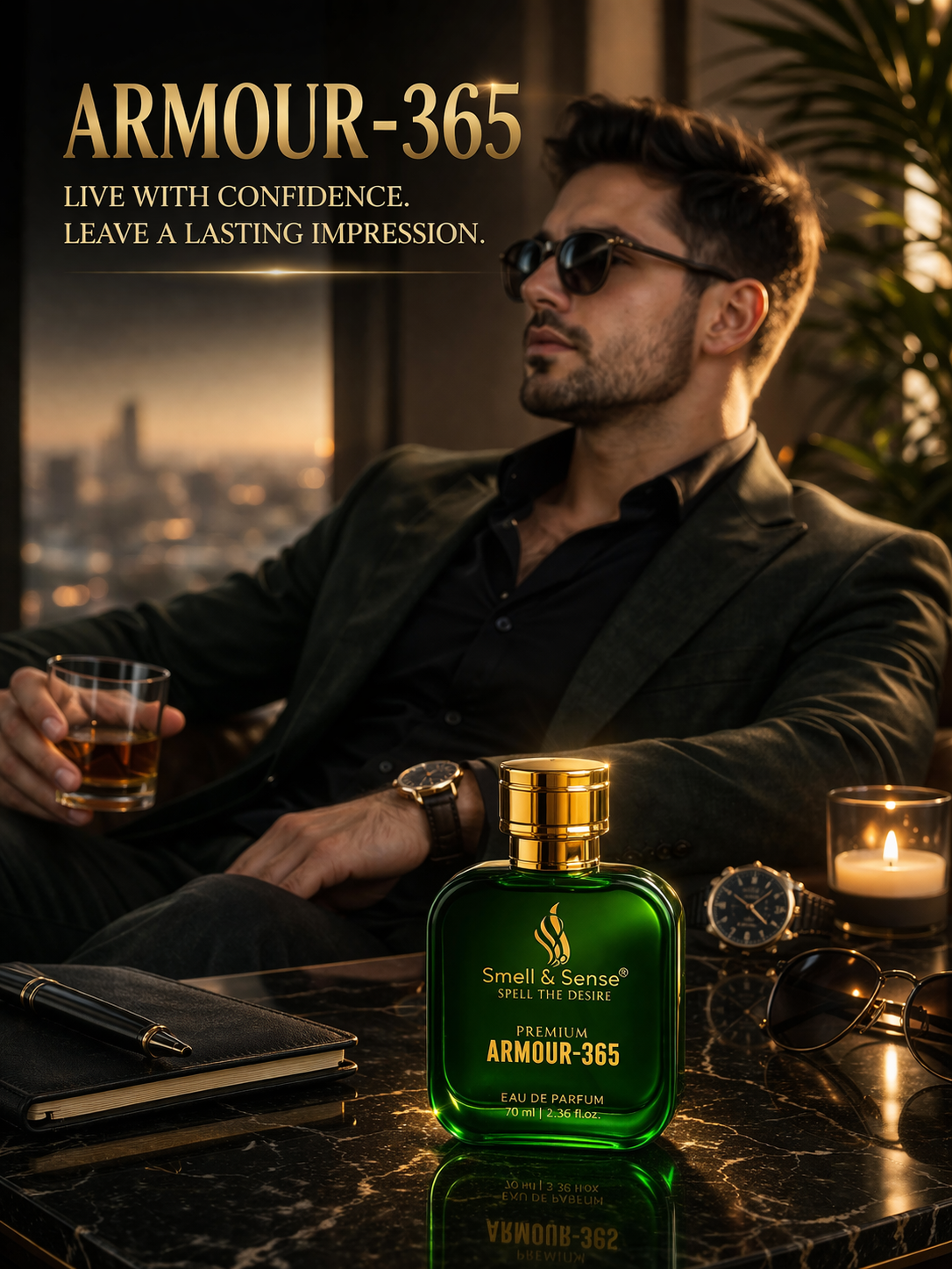 Premium men lifestyle with Armour 365 perfume luxury fragrance for confident men long lasting fresh scent