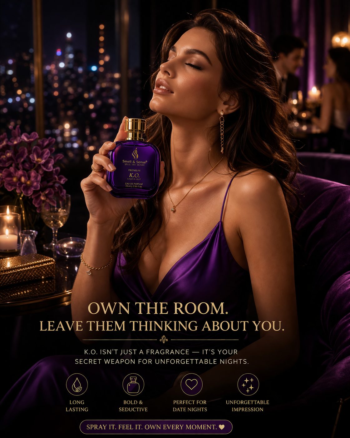 Luxury women perfume K.O Knock Out by Smell & Sense best for date night party bold long lasting scent