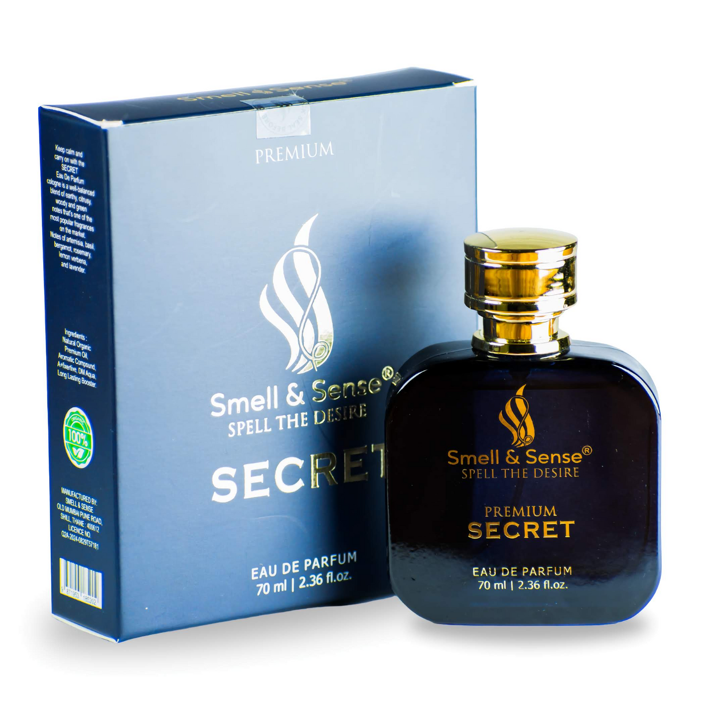 "Secret unisex fragrance by Smell & Sense – refreshing and citrusy scent with notes
of basil, bergamot, and lavender for daily wear
