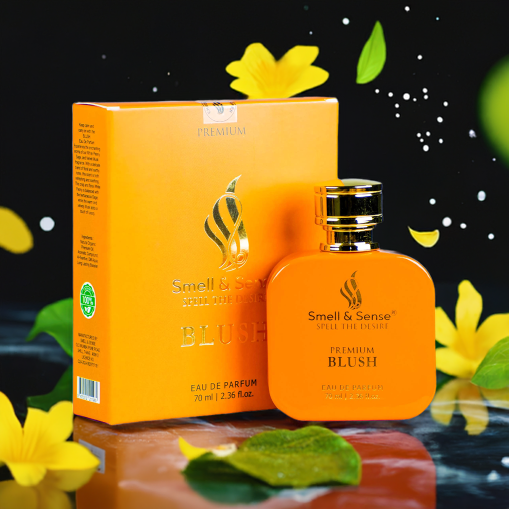 "Blush unisex fragrance by Smell & Sense – light fruity scent with white peony, sage,
and musk, perfect for sensitive skin.