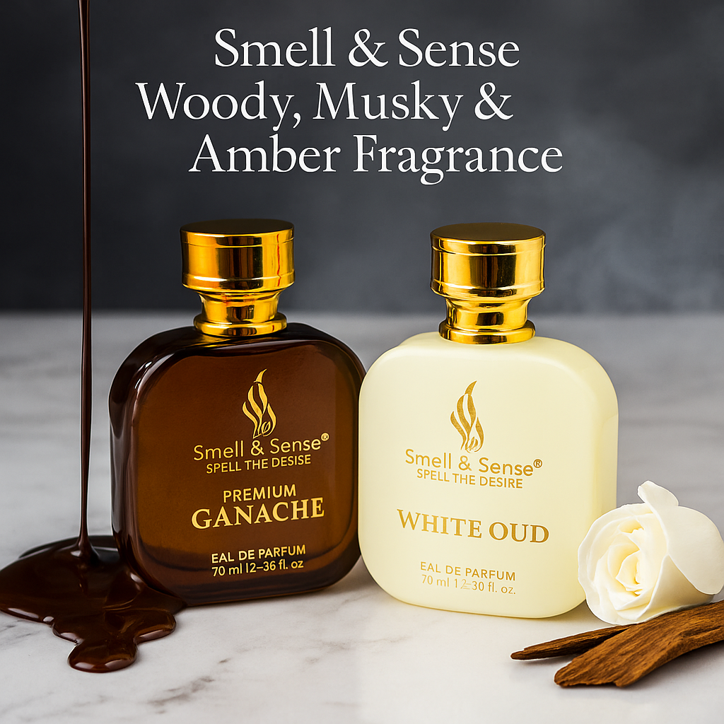 Smell & Sense Ganache – chocolate amber perfume for men and women  White Oud Perfume Alt Text: