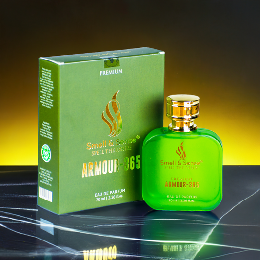 Armour 365 by Smell & Sense - long-lasting perfume for men, perfect for all-day freshness,Citrus burst top notes of Armour 365 - fresh scent for active men,Man using Armour 365 by Smell & Sense - all-day fragrance for work and play