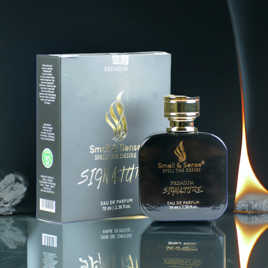 Signature perfume by Smell & Sense in a sleek bottle, exuding floral and woody luxury for professionals.