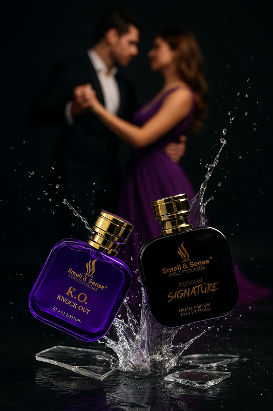 Romantic couple perfume set by Smell & Sense featuring Signature and K.O. for date nights and gifting.
