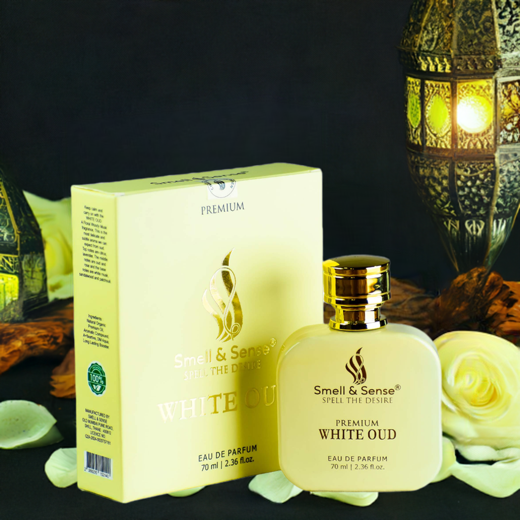 White Oud Perfume bottle exuding luxury and modern sophistication.