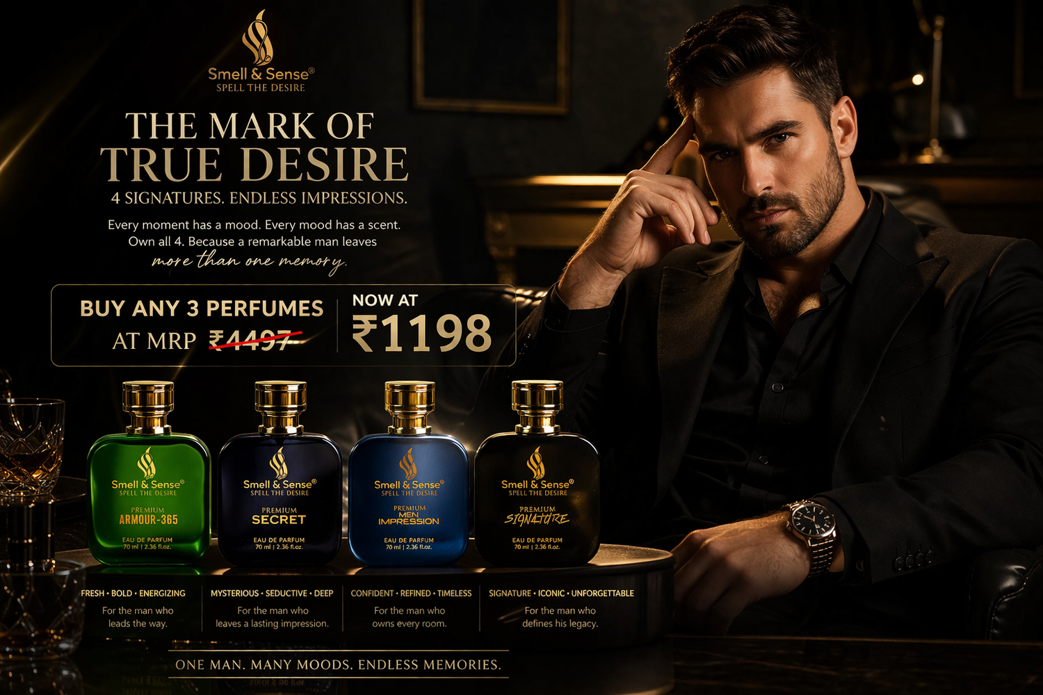 best selling men perfumes by Smell & Sense long lasting luxury fragrance collection for men in India