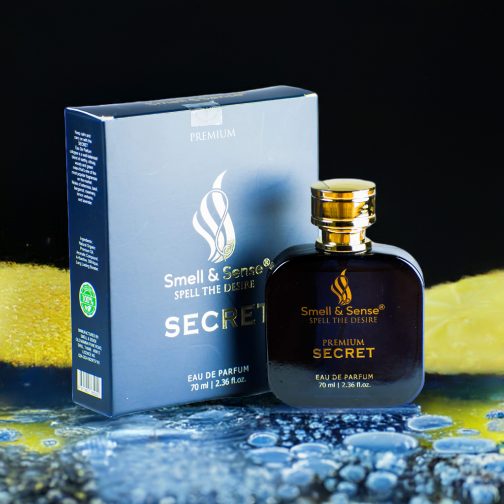 Secret unisex fragrance by Smell & Sense – refreshing and citrusy scent with notes  of basil, bergamot, and lavender for daily wear.