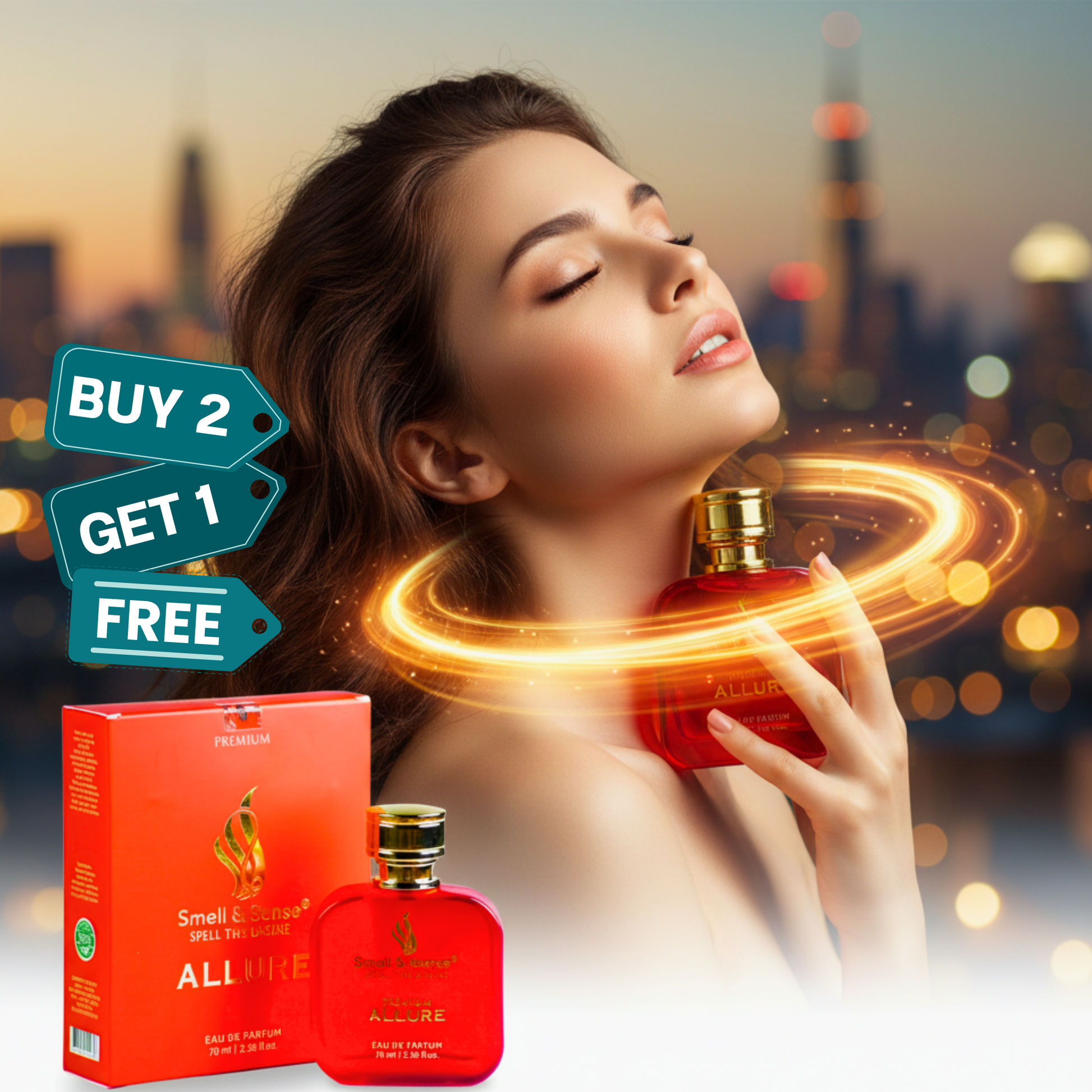 Allure best-selling women’s fragrance by Smell & Sense – a refreshing and spicy 
perfume with aqua, floral, and fruity notes, perfect for daily and party wear