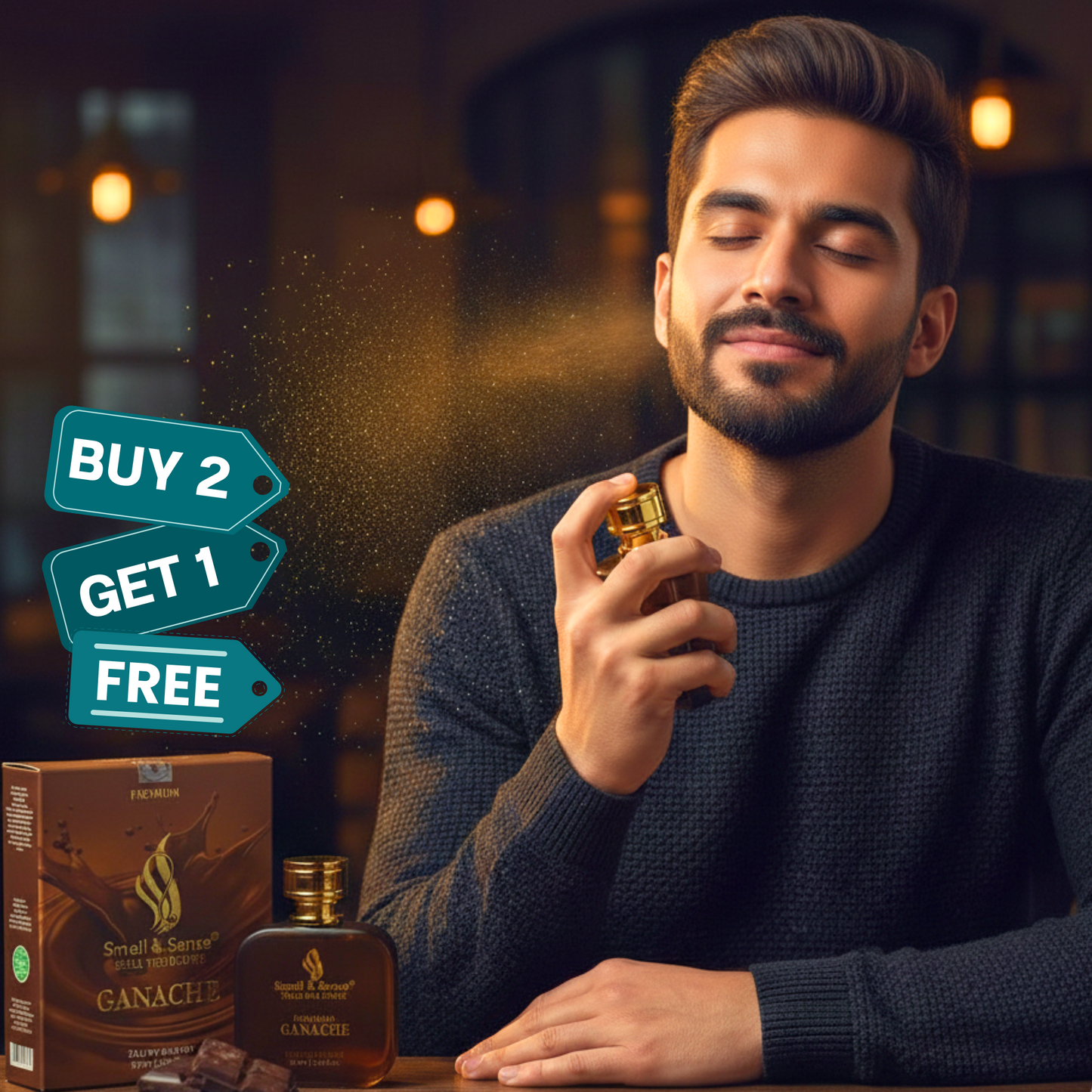 Ganache fragrance by Smell & Sense – a sweet and exotic unisex perfume with 
vanilla, spice, and dark chocolate notes.