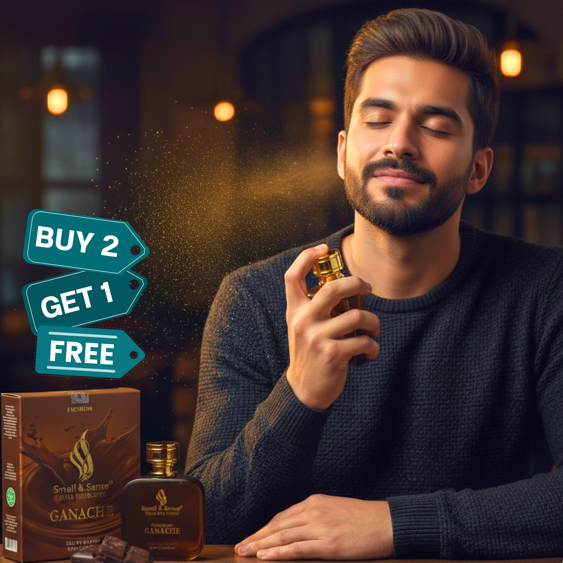 Ganache fragrance by Smell & Sense – a sweet and exotic unisex perfume with 
vanilla, spice, and dark chocolate notes.