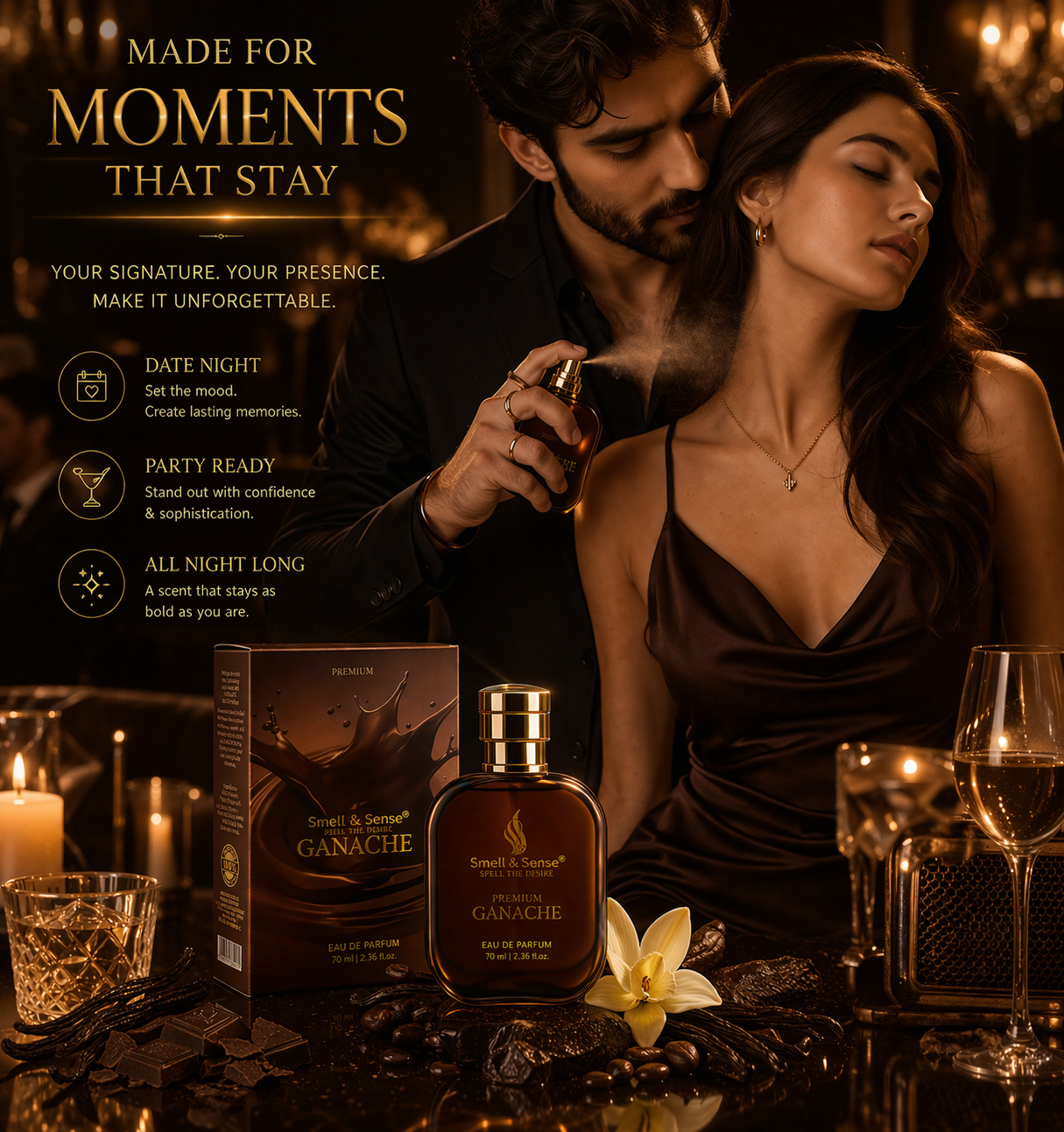 Luxury chocolate perfume Ganache by Smell & Sense perfect for date night party warm sweet fragrance