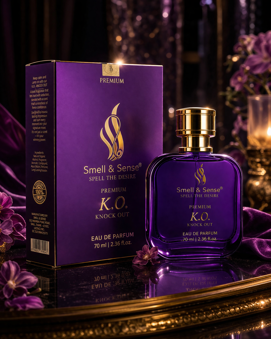 K.O Knock Out perfume for women with luxury packaging Smell & Sense long lasting bold fragrance perfect for gifting