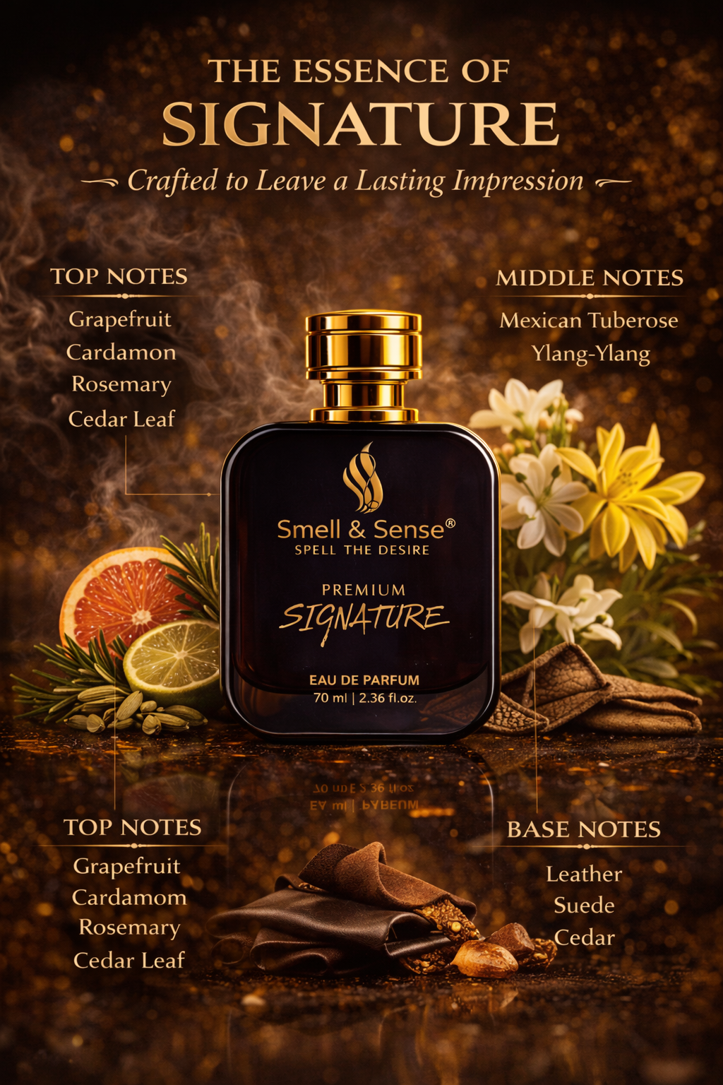 Perfume fragrance notes citrus woody spicy luxury scent Smell & Sense Signature long lasting premium perfume