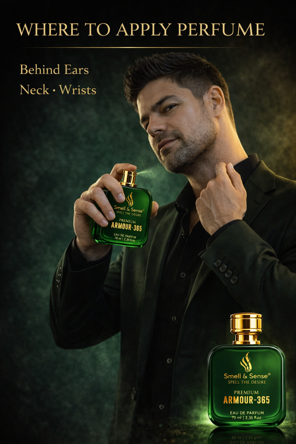 How to apply men perfume correctly behind ears neck wrists for long lasting fragrance Armour 365 perfume guide