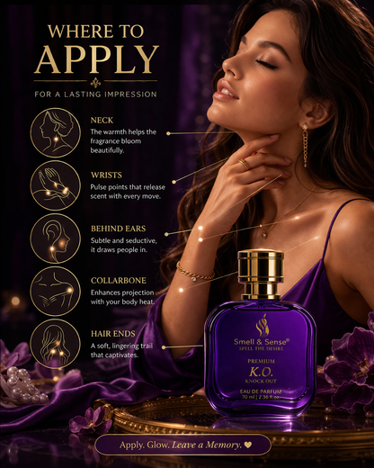 How to apply perfume for long lasting fragrance women neck wrists behind ears K.O perfume guide
