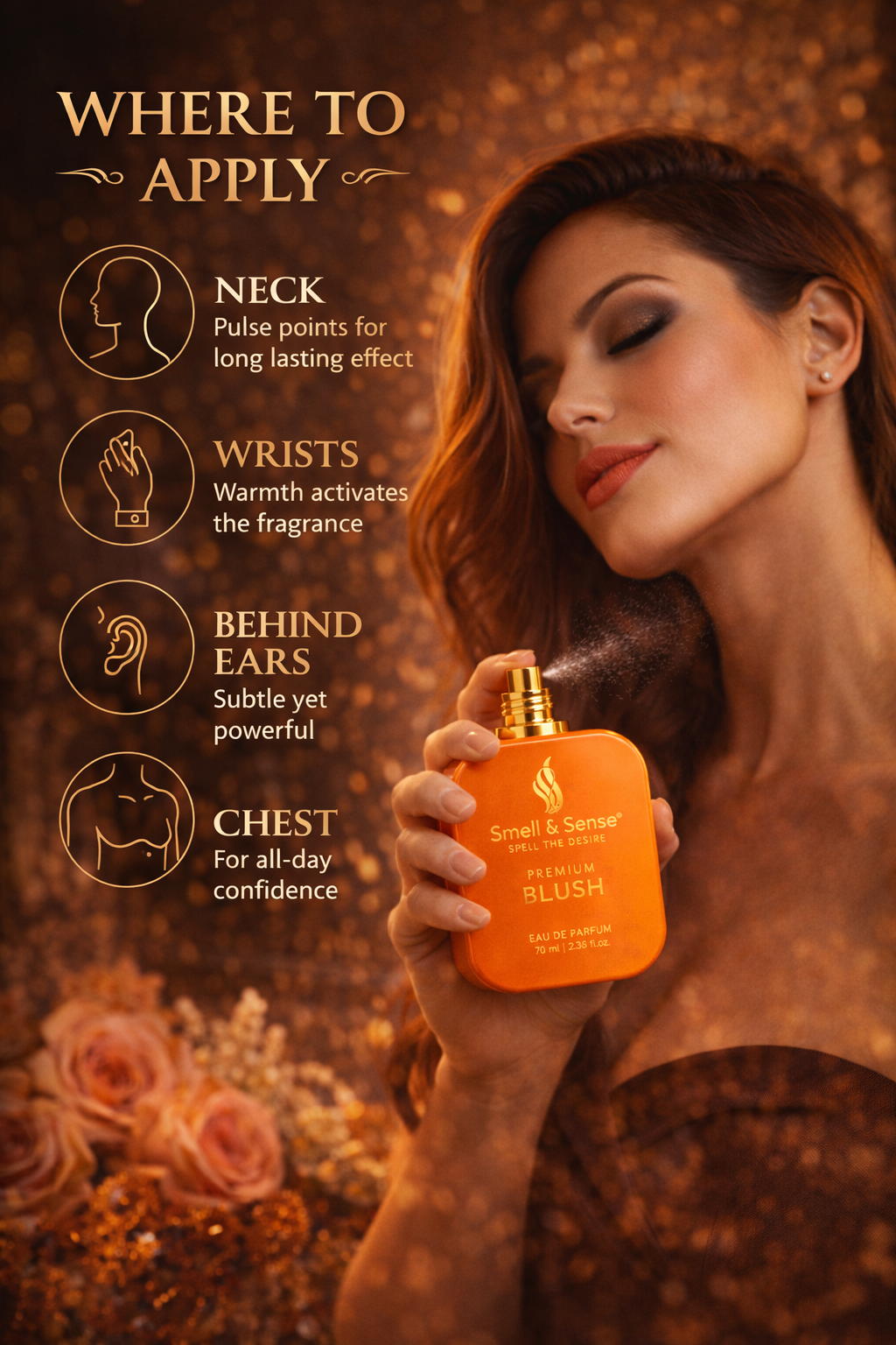 Blush perfume notes white peony sage velvet musk floral soft long lasting women fragrance