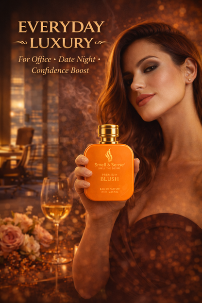 Woman applying Blush perfume long lasting floral fragrance best perfume for women daily use Smell & Sense