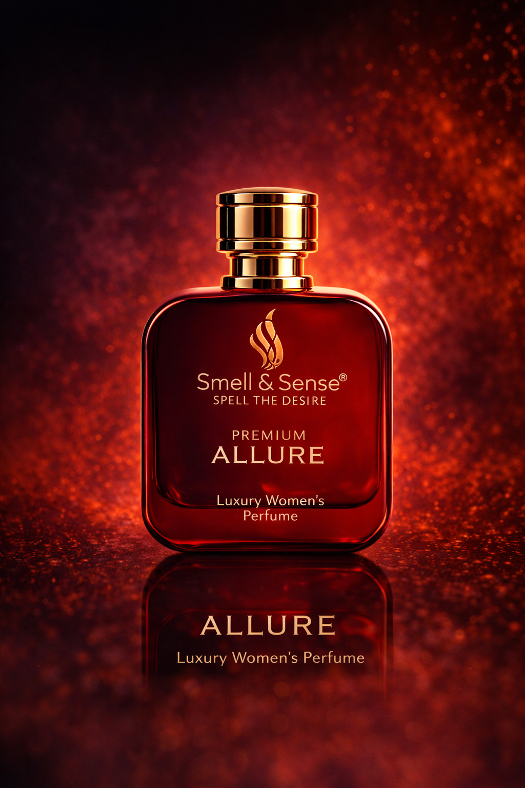 Smell & Sense Allure luxury women perfume in red bottle with floral woody fragrance perfect for daily wear and special occasions