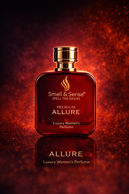 Smell & Sense Allure luxury women perfume in red bottle with floral woody fragrance perfect for daily wear and special occasions