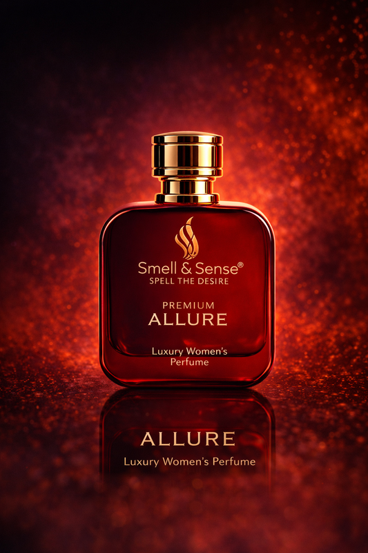 Smell & Sense Allure luxury women perfume in red bottle with floral woody fragrance perfect for daily wear and special occasions