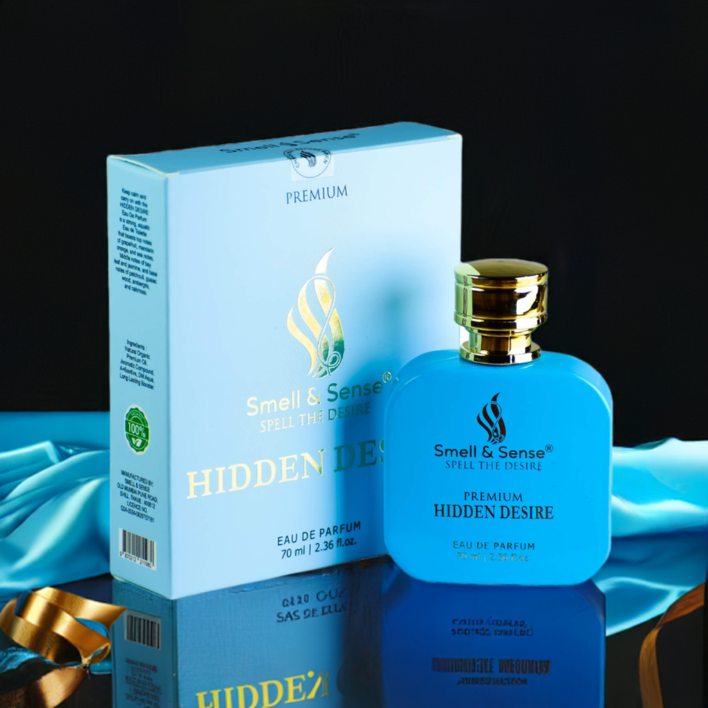 Hidden Desire fragrance by Smell & Sense – a spicy citrus unisex scent with notes of 
lemon, lime, and gardenia petals.