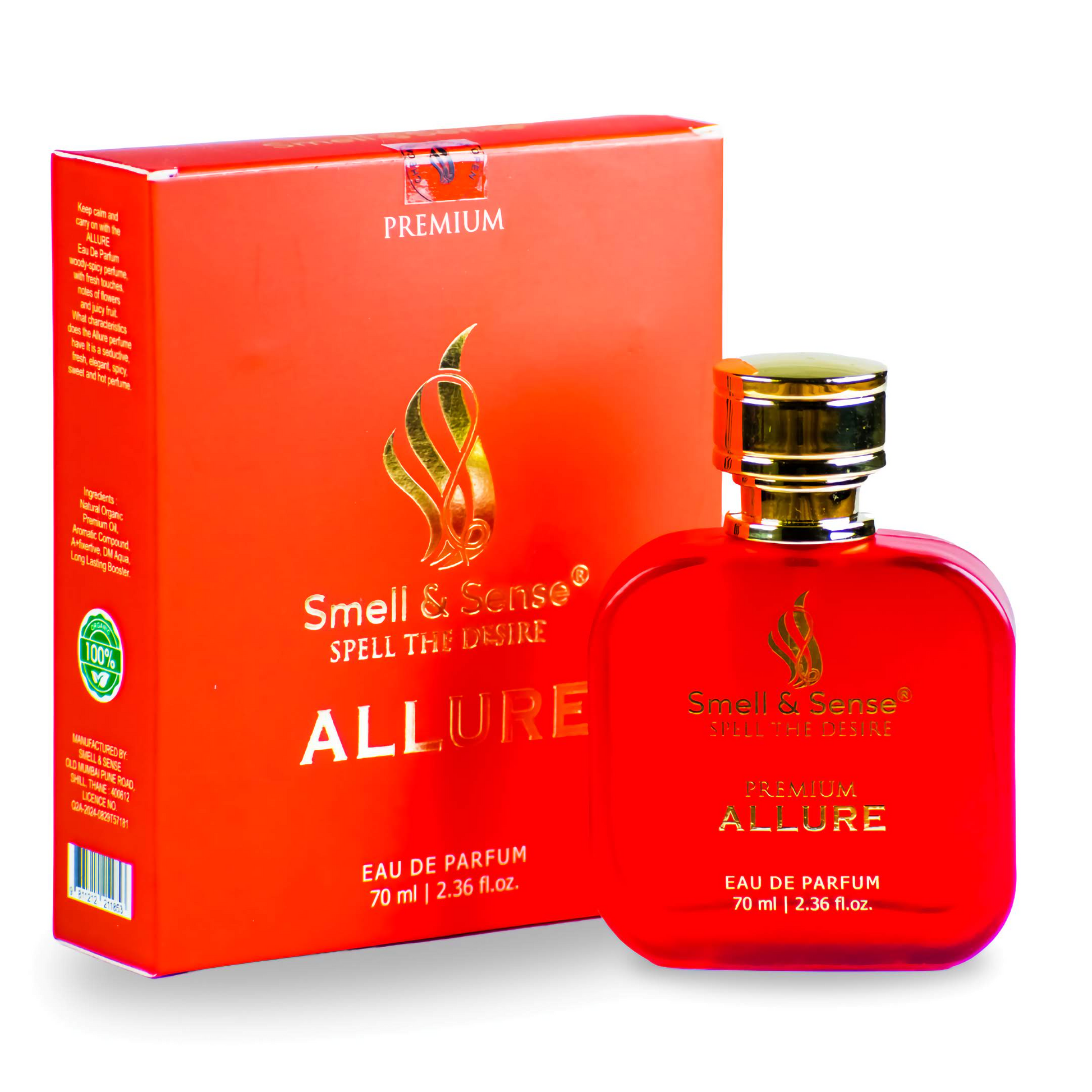 Allure best-selling women’s fragrance by Smell & Sense – a refreshing and spicy 
perfume with aqua, floral, and fruity notes, perfect for daily and party wear